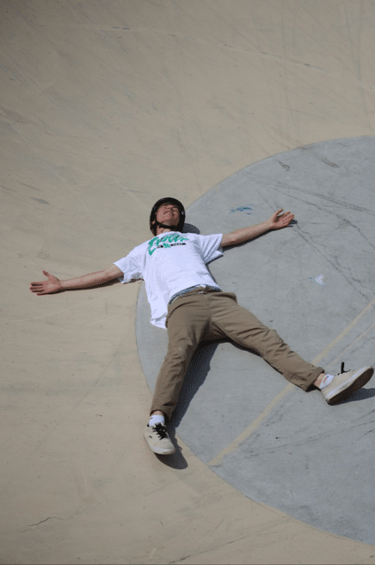 Coach Blaise, relaxing at the bottom of the pool