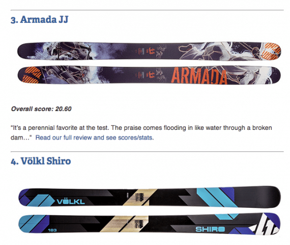 Freeskier top 10 Powder Skis